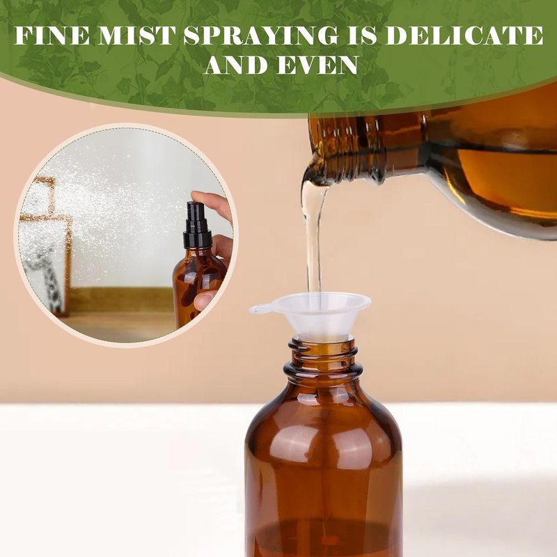 Amber Glass Spray Bottles - 4oz Fine Mist Refillable Containers | Set of 24 for Oil, Perfume, Body Sprays