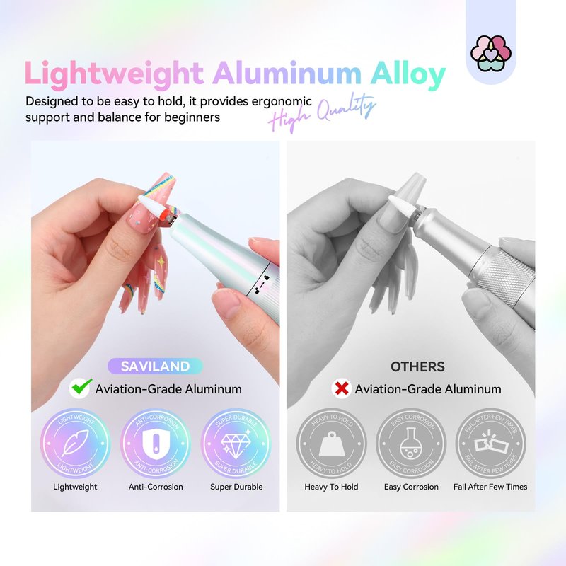 SAVILAND Advance Nail Drill for Acrylic Nails Professional: 40000RPM Nail Drill 6000mAhm High Capacity 2026 Rechargeable Electric Nail File 13 Drill Bits for Nails Manicure Pedicure E File Sky Realm