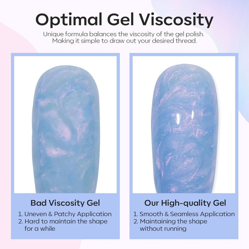 modelones Pearl Gel Nail Polish Set, 6 Colors 2026 Spring Summer Aurora Iridescent Shimmer White Pink Purple Blue Mermaid Nail Glitter Gel Polish LED Swirl Shell Effect with Dotting Pen DIY Gift