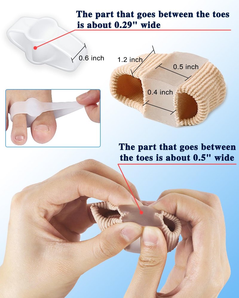 PGRODE 8PC Bunion Toe Separators Gel Bunion Corrector Soft Big Toe Spacers for Feet Women Men Toe Correct, Elasticity Hammer Toe Straightener with 2 Loops (4 Nylon+4Gel)