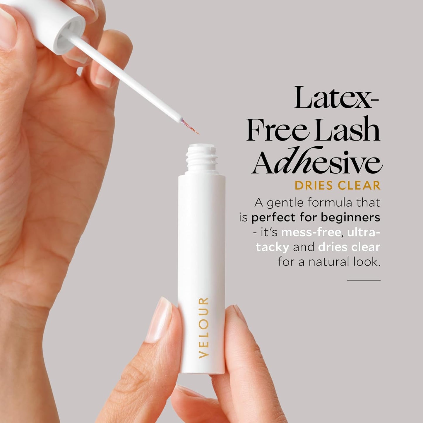 Velour Strong Eyelash Glue - Super Hold Vegan Adhesive with Brush-On Applicator | Latex-Free for Strip and Individual Lashes (White)