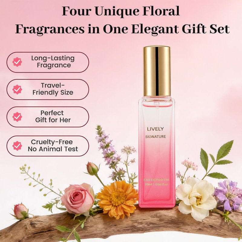 Jsykt Mini Perfume Set for Women – 4PC Travel Size Perfume Set, Summer Fresh Floral Fruity Fragrance Variety, Small Cute Perfume Sampler, Gifts for Women, Girlfriend & Mom Fl.oz
