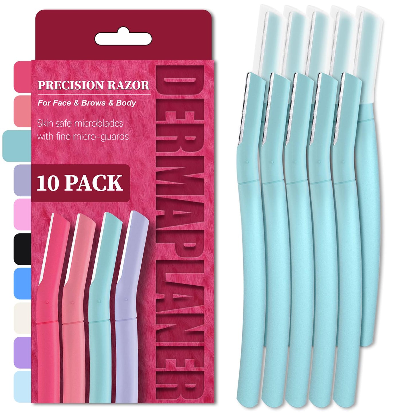 Dermaplane Razor, Face Razors for Women, Dermaplaning Tool with Microblades for Face, Gentle Facial Exfoliation, Peach Fuzz Removal and Eyebrow Shaping, Skin Care Tool for Smoother Skin, Teal