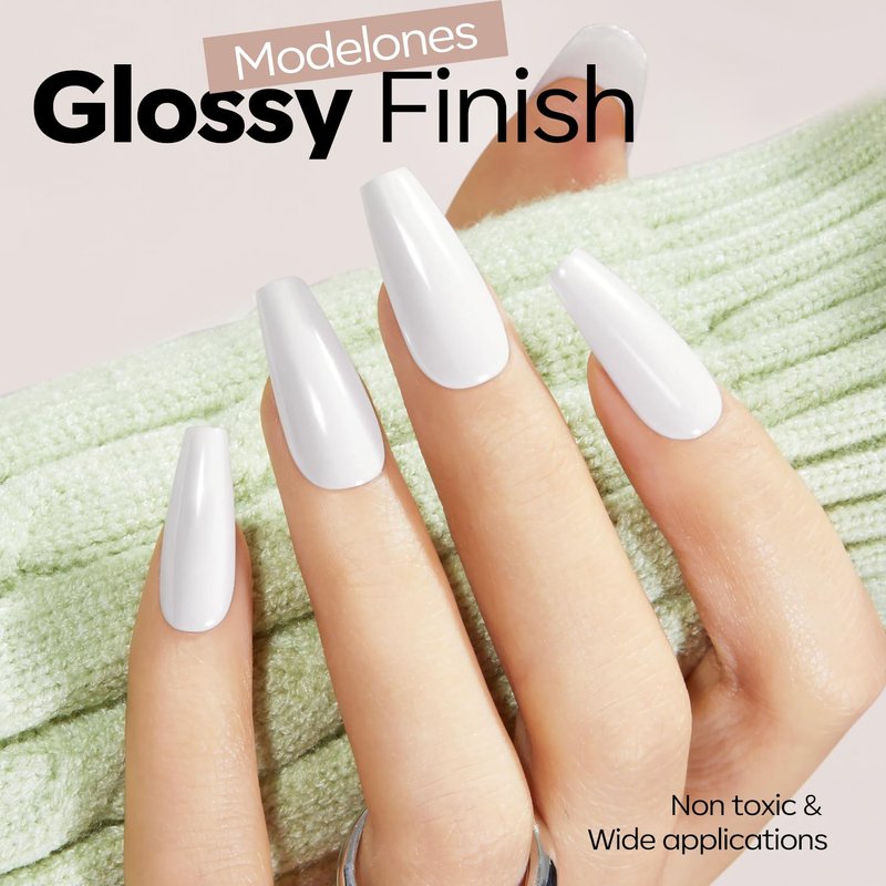 Modelones Hema-Free Gel Polish - High Gloss White Finish for Sensitive Nails | 15ml Soak Off UV Cure