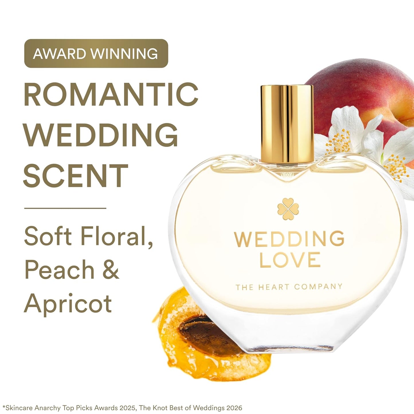 Wedding Love Perfume for Women - Romantic Fruity Floral Eau de Parfum with Peach, Apricot, Jasmine, Vanilla - Long Lasting Bridal & Everyday Fragrance, Vegan Clean Wedding Gift - 75ml (2.5 oz)