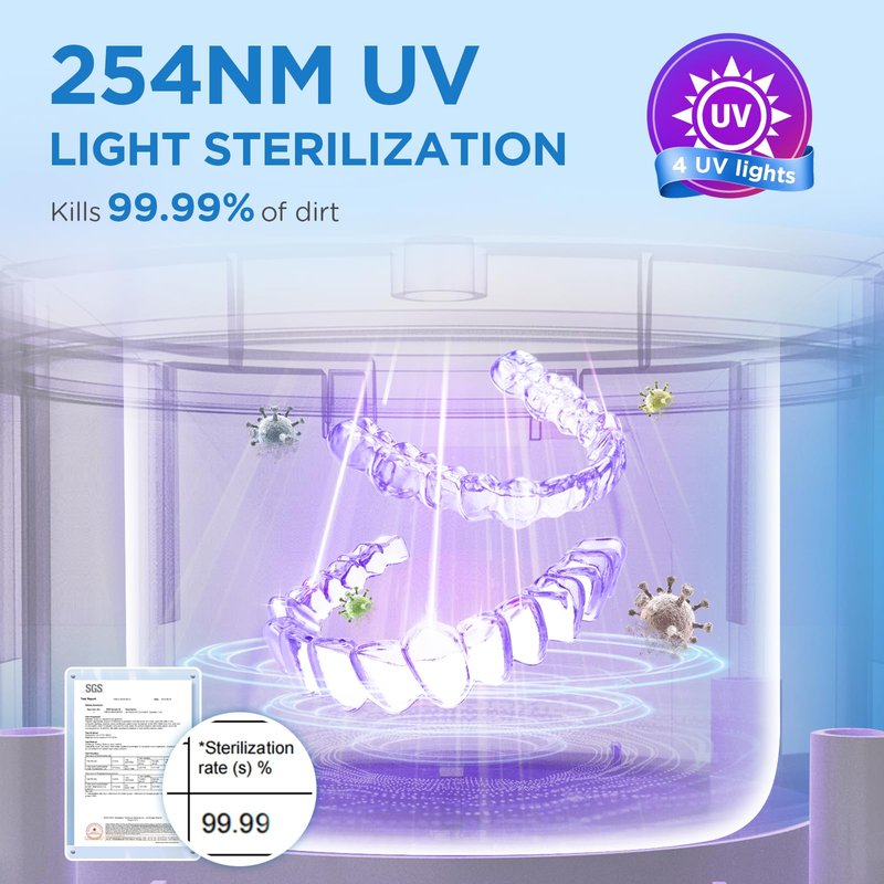 Dental Ultrasonic Retainer Cleaner Machine: 45kHz Dental Cleaning Pod with Digital Timer & 200ML, Cleaning for Dentures, Mouth Guards, Aligners, Night Guards, Braces, Toothbrush Heads & Jewelry, Green