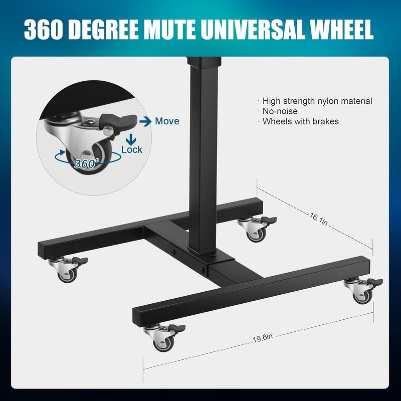POARMEEY Stainless Steel Tattoo Tray - Adjustable Height Rolling Workstation for Salon & Spa