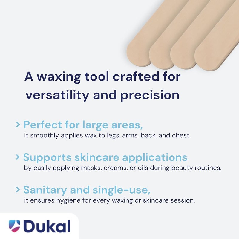 Dukal Large Wooden Wax Sticks - Body Hair Removal Applicator, ¾” x 6” | Pack of 100
