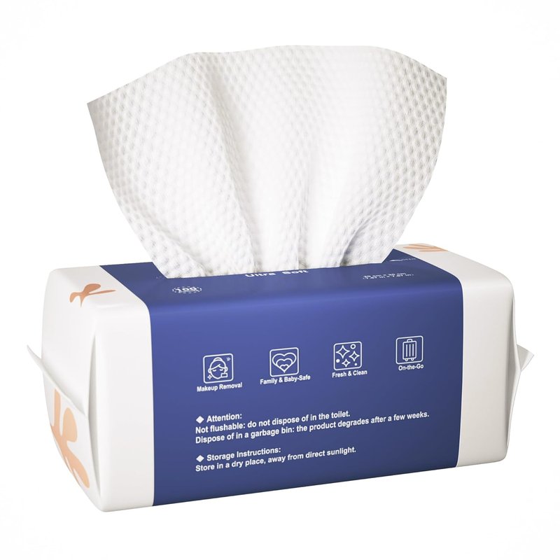 Ourmed Life Disposable Biodegradable Face Towels - Lint-Free, Gentle for Sensitive Skin | 100 Count
