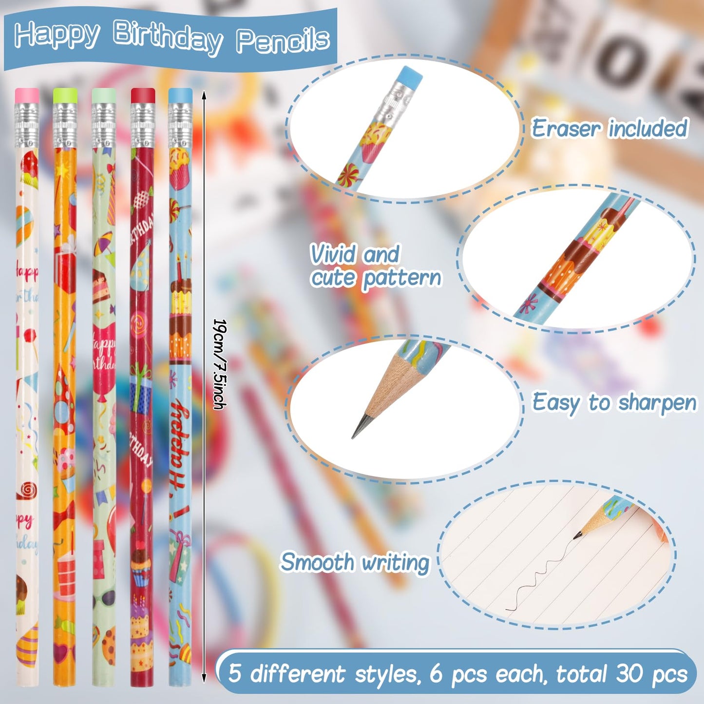 ZhouBoat 122 Pcs Birthday Classroom Kit, Back to School Supplies with Pencils Cards Bracelets Stickers for Teachers Students Party Rewards Bulk Goody Bags