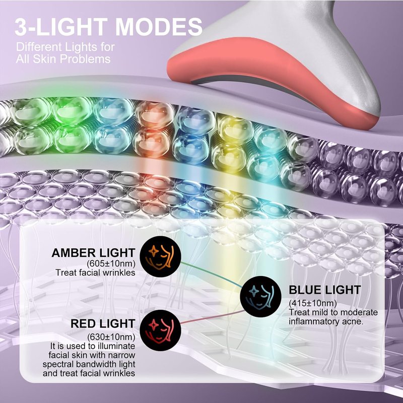 Red Light Therapy Face Massager - Multifunctional Micro-Current & LED Tool for Home Use | Rechargeable & Portable