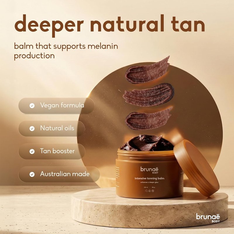 BRUNAE BODY® Intensive Tanning Bed Balm - Natural Tan Accelerator Lotion for Faster, Darker Tan | 100% Vegan, Australian Made