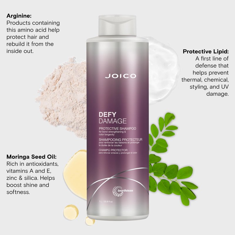 Joico Defy Damage Protective Shampoo | For Color-Treated Hair | Strengthen Bonds & Preserve Hair Color | With Moringa Seed Oil & Arginine | 33.8 Fl Oz