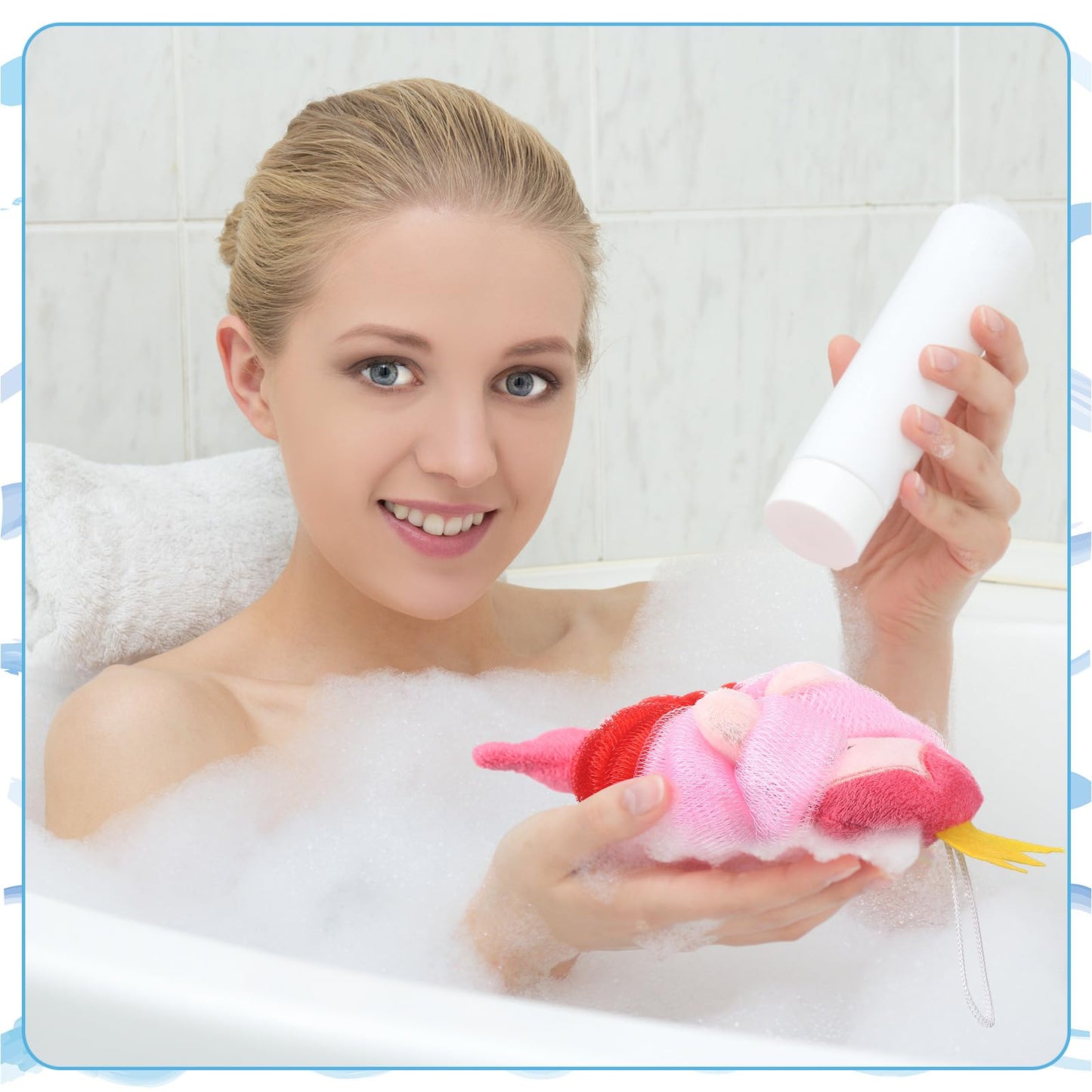 Tatuo 4 Pcs Animal Bath Loofahs Kids Body Loofah Cartoon Shower Cute Bath Sponge Pouf Body Scrubbers Mesh Sponge for Toddler Children Boys Girls Shower Baby Washing Exfoliating (Girls)