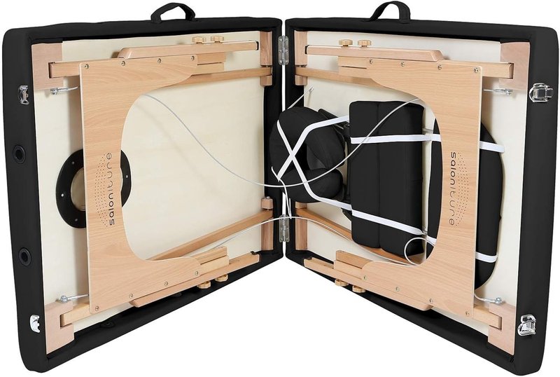 Saloniture Portable Massage Table - Professional Design with Backrest | Black Color