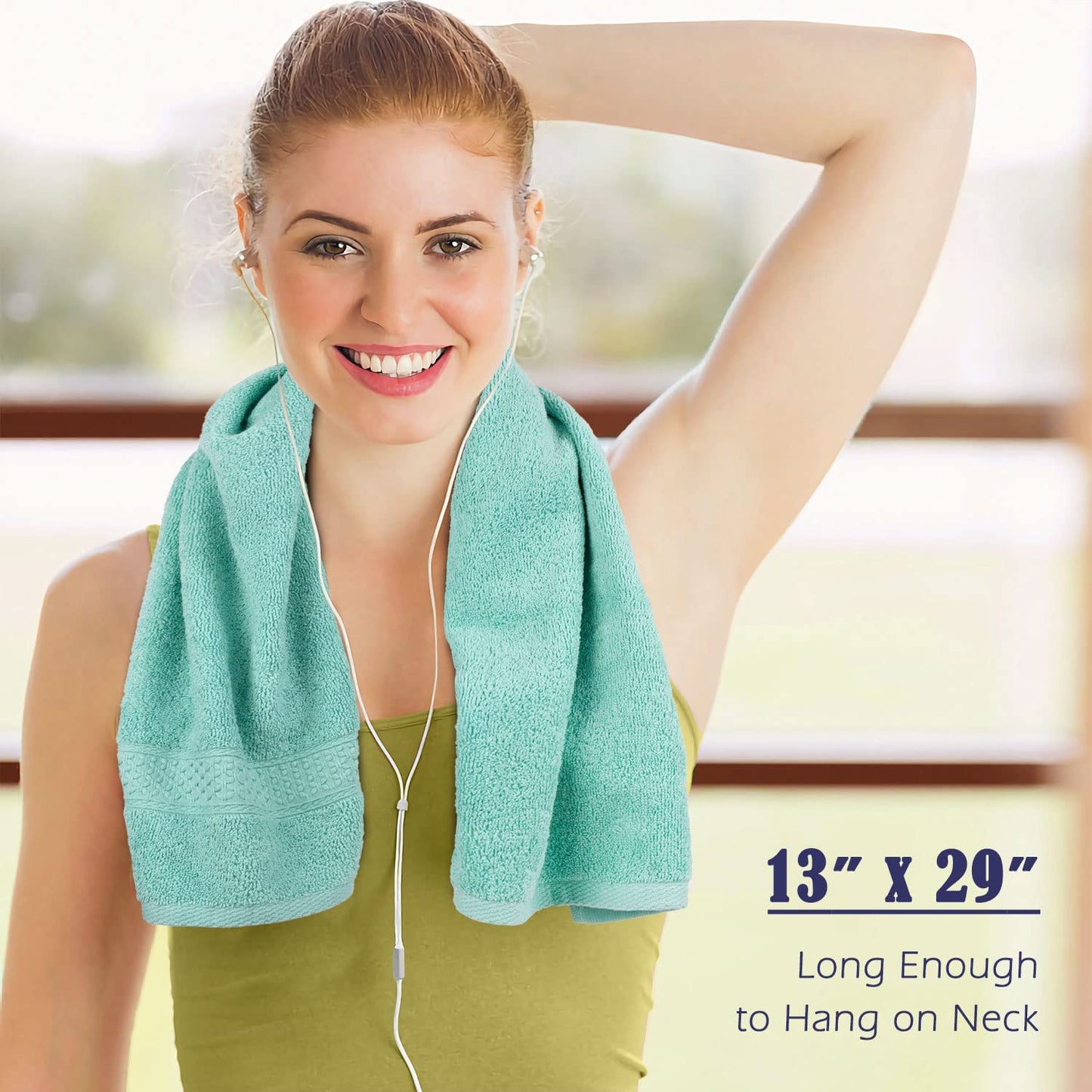 Cleanbear Cotton Hand Towel Set 6-Pack Ultra Soft Hand Towels with Assorted Colors (13 x 29 Inches) Lightweight and Quick Dry