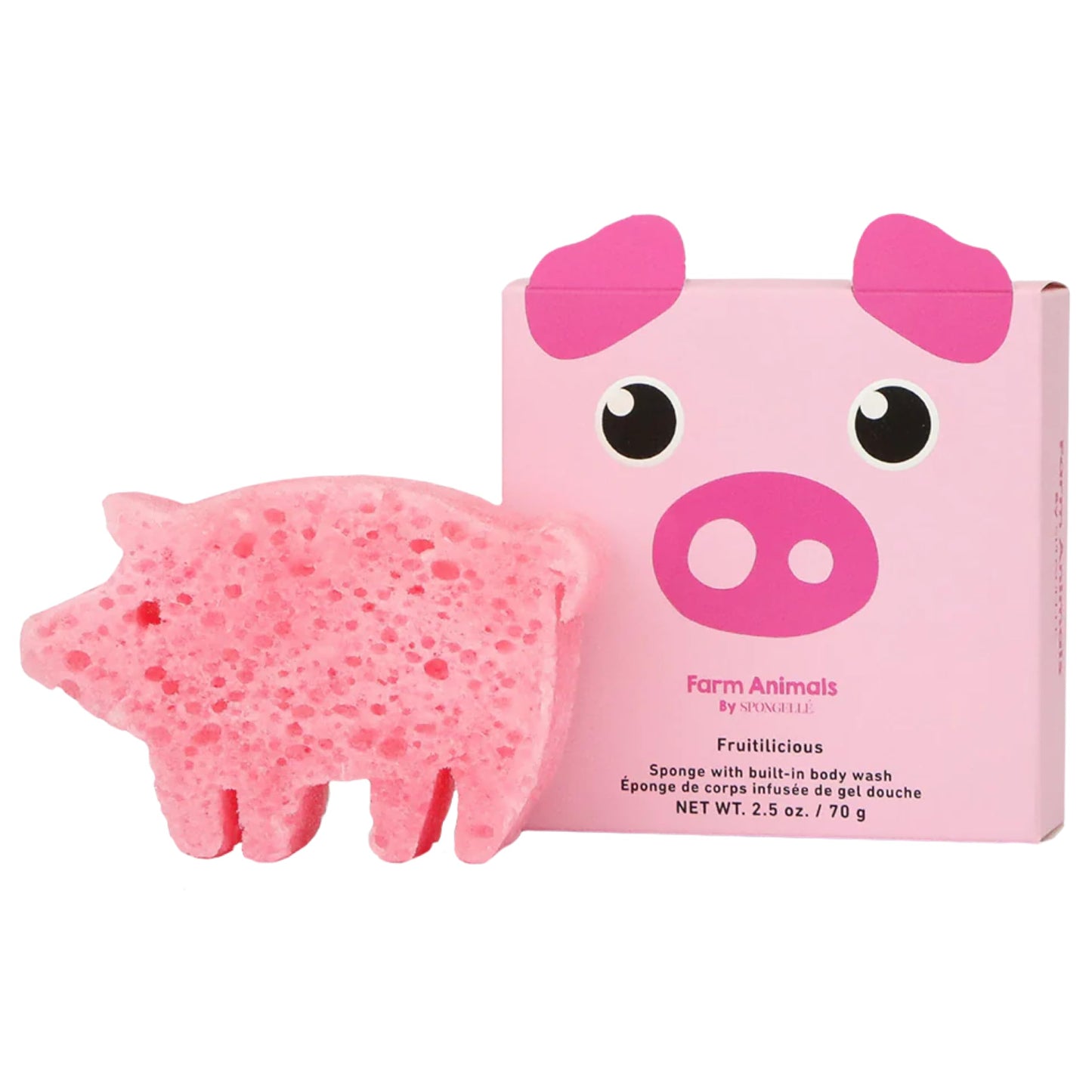 SPONGELLÉ Peggy Pig Farm Animals Kid's Body Buffer | All Ages | Body Wash Infused Shower Loofah | Newborn Essentials & Baby Essentials | Cruelty-Free, Vegan, Dermatologist-Tested, Made in USA