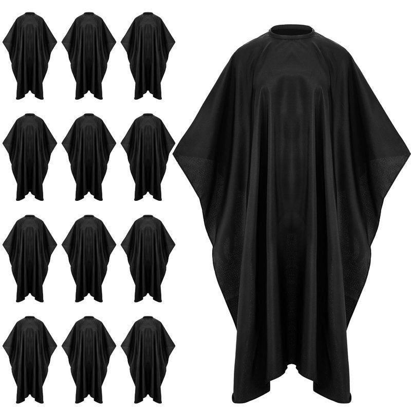 Barber Cape - 10pcs Waterproof Hair Cutting Cape with Snap Closure, Anti-Static Salon Apron for Women, Men, Kids - Professional & Home Use, Black