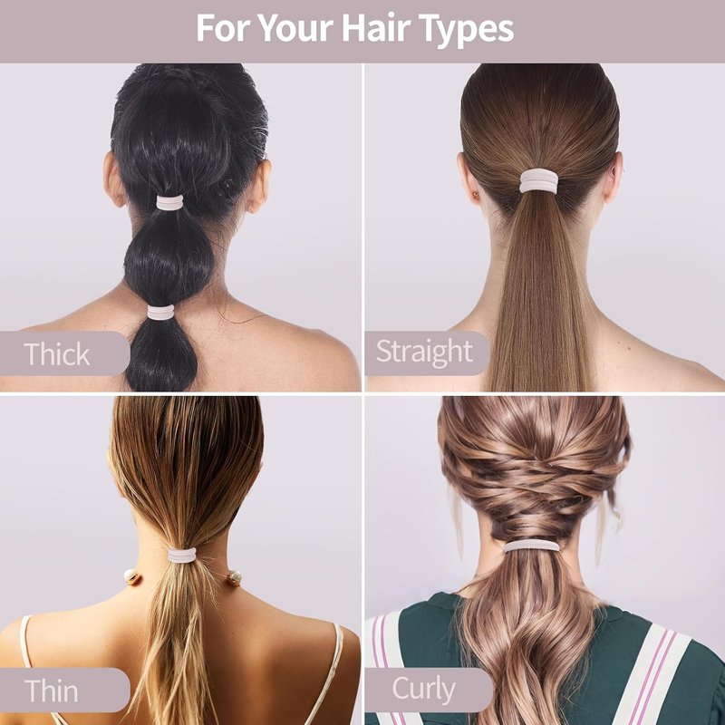 Seamless Elastic Hair Ties - 150 Pcs No Damage Ponytail Holders for Thick & Thin Hair | Soft Beige Bands