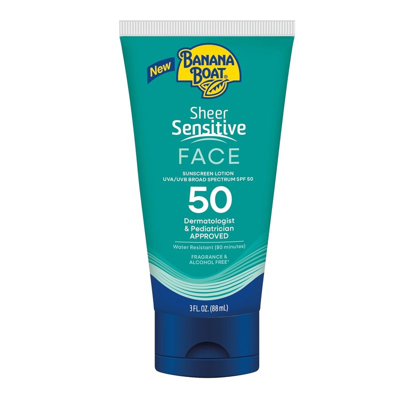 Banana Boat Sheer Sensitive Face Lotion - SPF 50, 3oz | Lightweight & Non-Greasy Formula