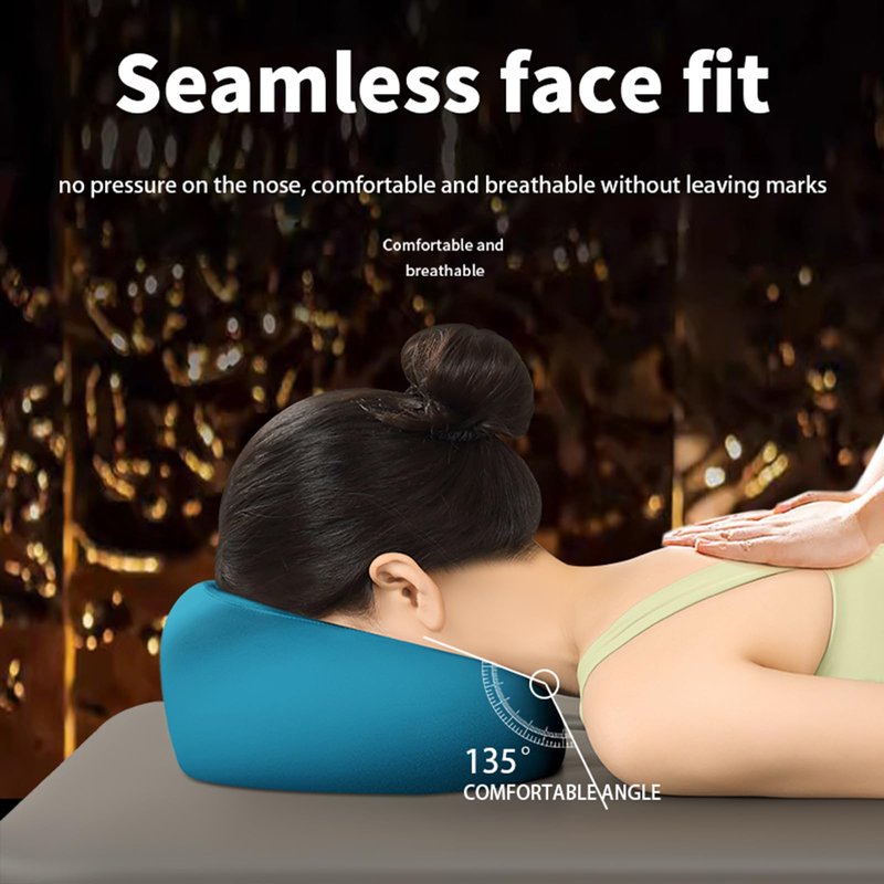OSZZT Memory Foam Prone Massage Pillow - Ergonomic Face Down Pillow for Massage Table, Home Sleeping & Post-Surgery Recovery Comfortable Face-Down Sleeping & Spa Use (Klein Blue)
