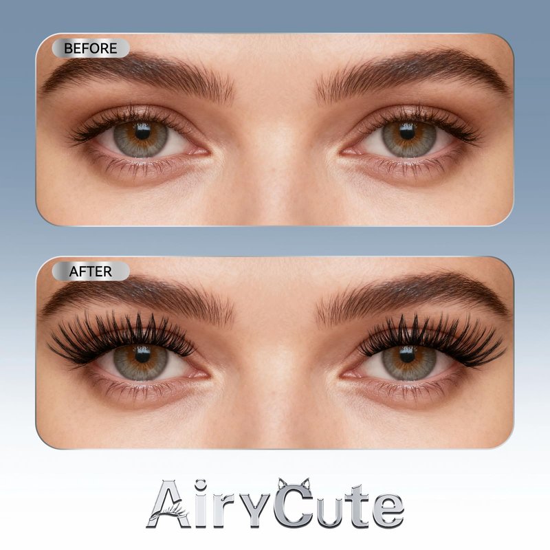 Lash Bond and Seal AiryCute, 150H Long Lasting Waterproof Lash Glue for Eyelash Clusters, Strong Hold, Latex-Free & Non-Irritating Extension Glue for Sensitive Eyes & DIY at Home(White 5ml+5ml)