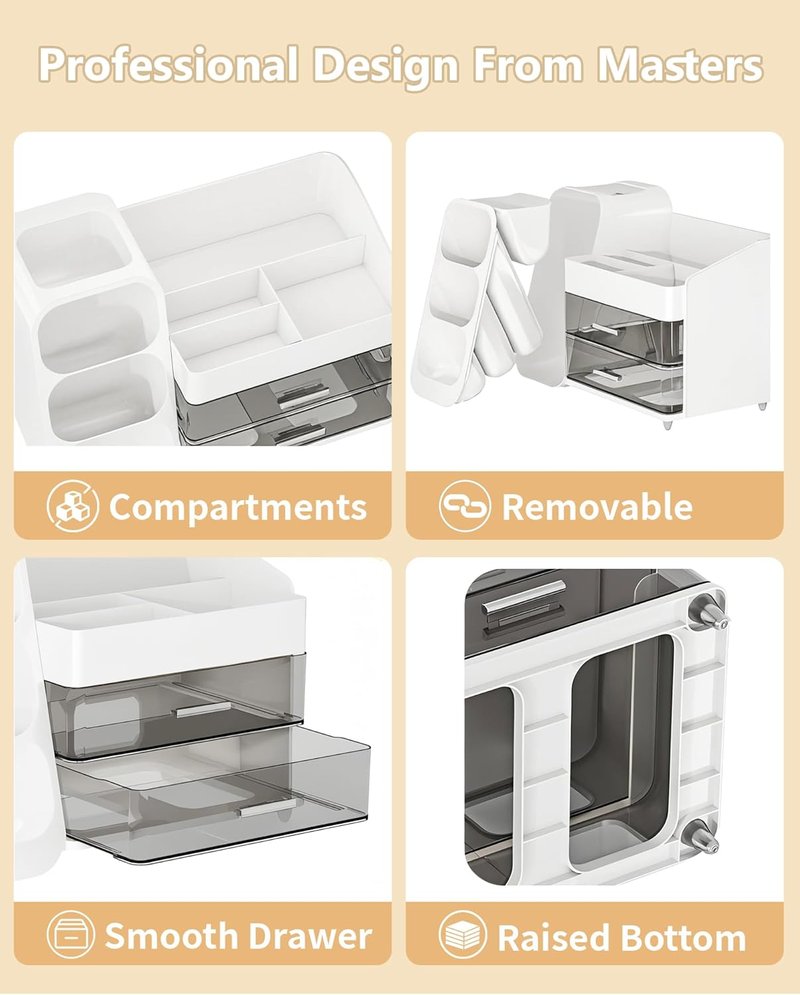Anylady Large Capacity Makeup Organizer - Stylish Countertop Storage with Brush Holder | Perfect for Vanity & Gifts