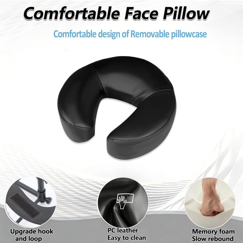 Skiennix Adjustable Massage Headrest - Comfortable Face Cradle for Home Use | Black Color