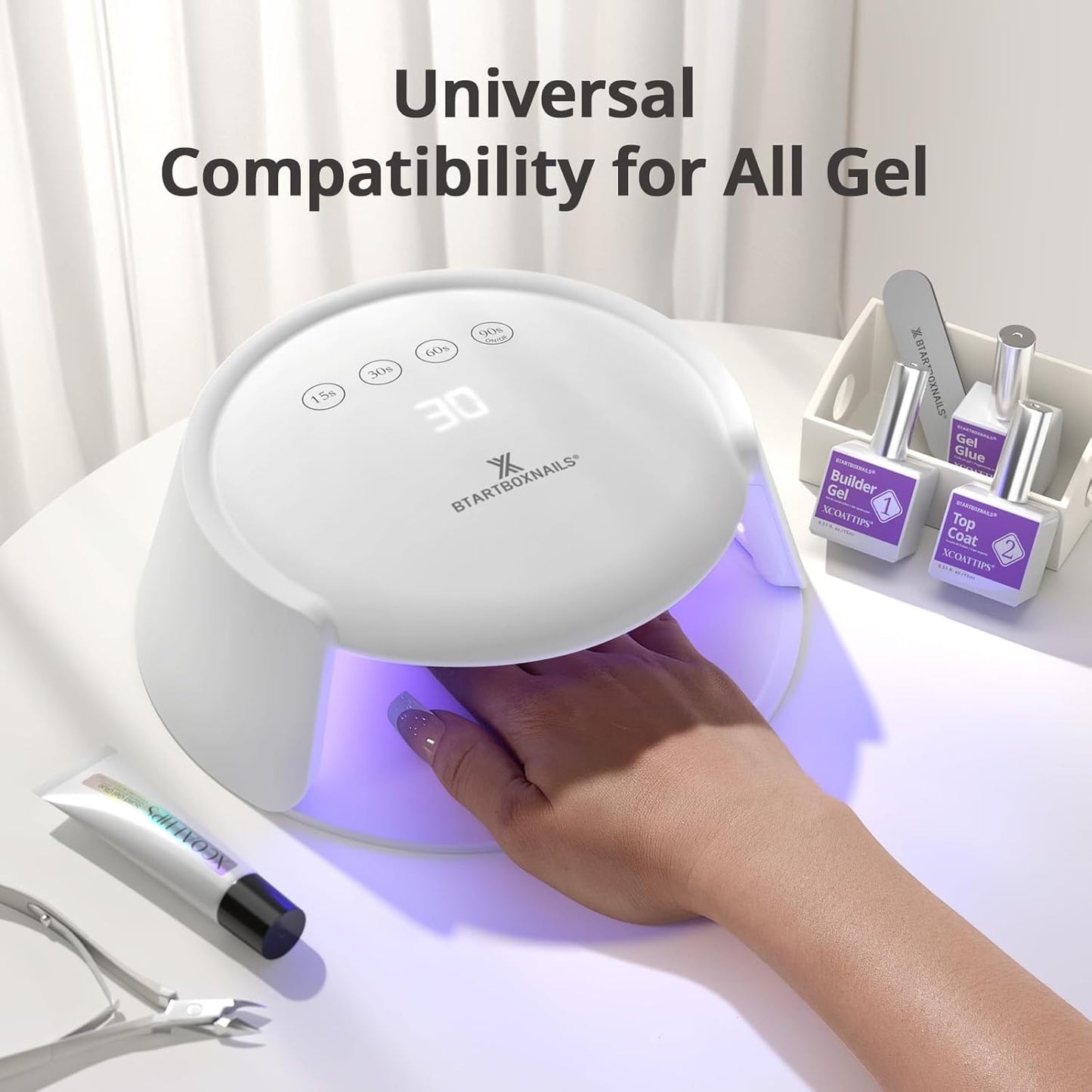 XCuringPRO Nail Lamp - Certified UV LED Nail Dryer with Smart Sensor & LCD Display | 4 Timer Settings for Gel Polish Curing