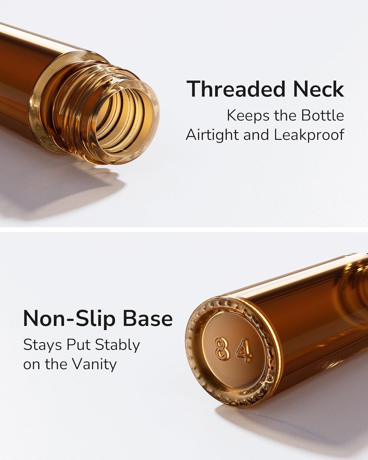 ULG 48-Pack Essential Oil Roller Bottles - 10ml Amber Bottles with Stainless Steel Roller Balls & Waterproof Labels