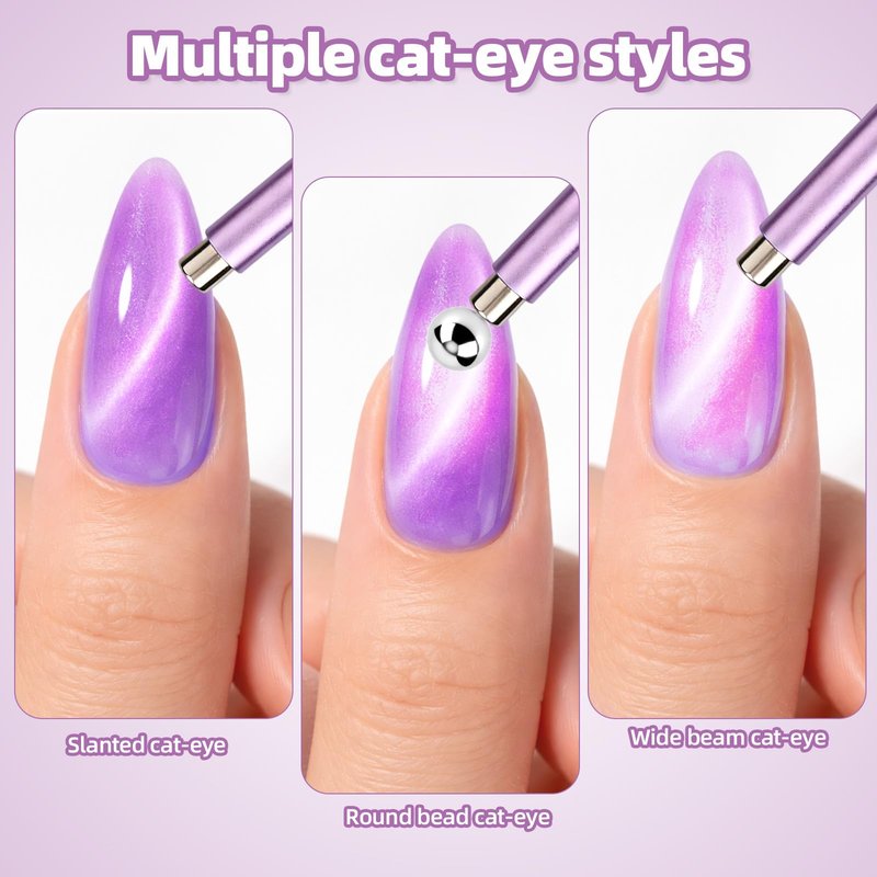 Cat Eye Magnet Nail Art Tool, Durable 3 in 1 Cat Eye Gel Polish Nail Art Magnet with Y-Type Accessories Multifunctional Magnetic Cateye Heart Manicure Tool Suitable for DIY Crafts Home Salon Studio