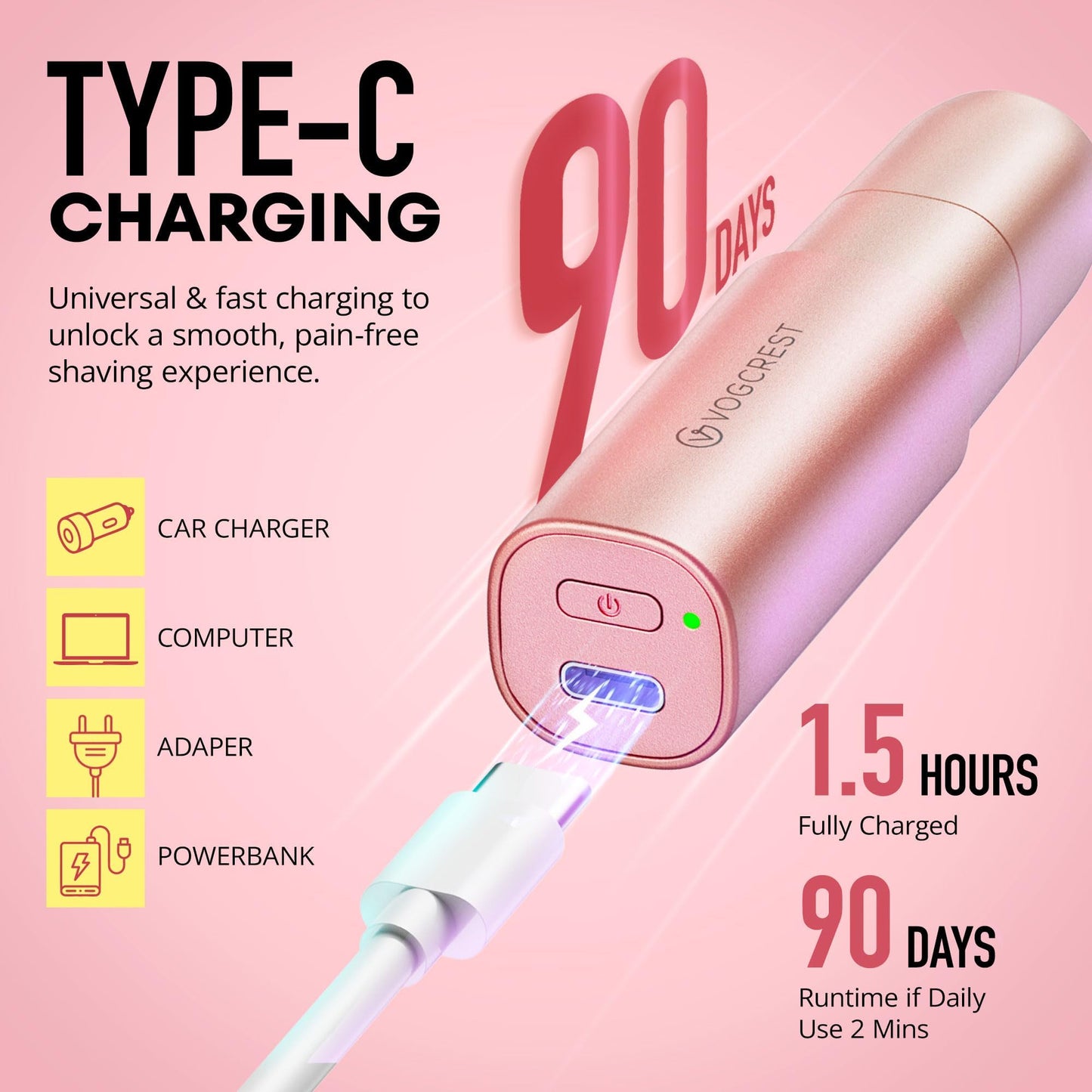 VG VOGCREST Facial - Nose Hair Remover Women: 2 in 1 Painless Electric Face Shaver and Nose Trimmer - Rechargeable Hair Removal Tool for Face Nose Ear Peach Fuzz Lips Chin