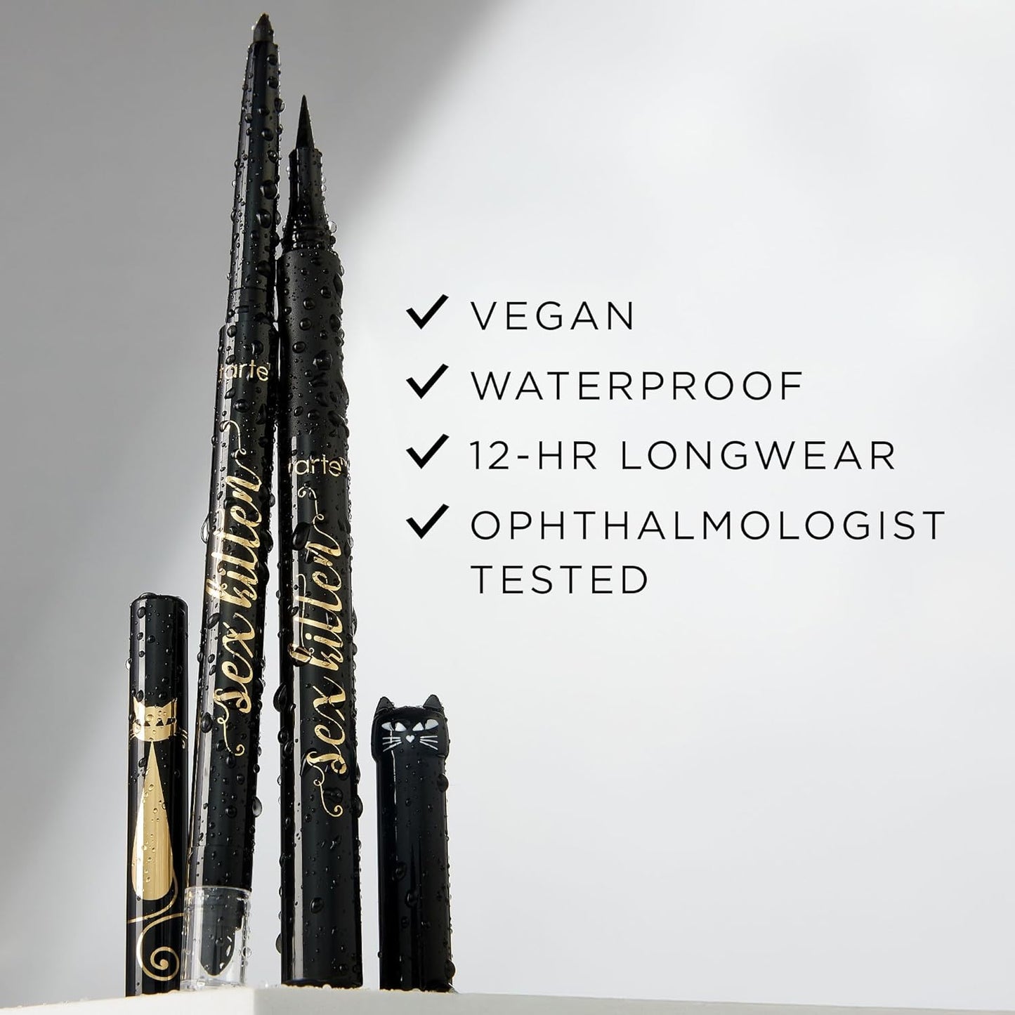 Tarte Sex Kitten Liquid Liner - Bold Waterproof Eyeliner Pen with Castor Oil | Easy Application, Vegan, Black