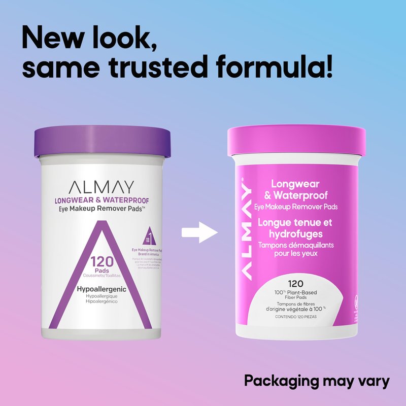 Almay Longwear & Waterproof Eye Makeup Remover Pads, 120 count