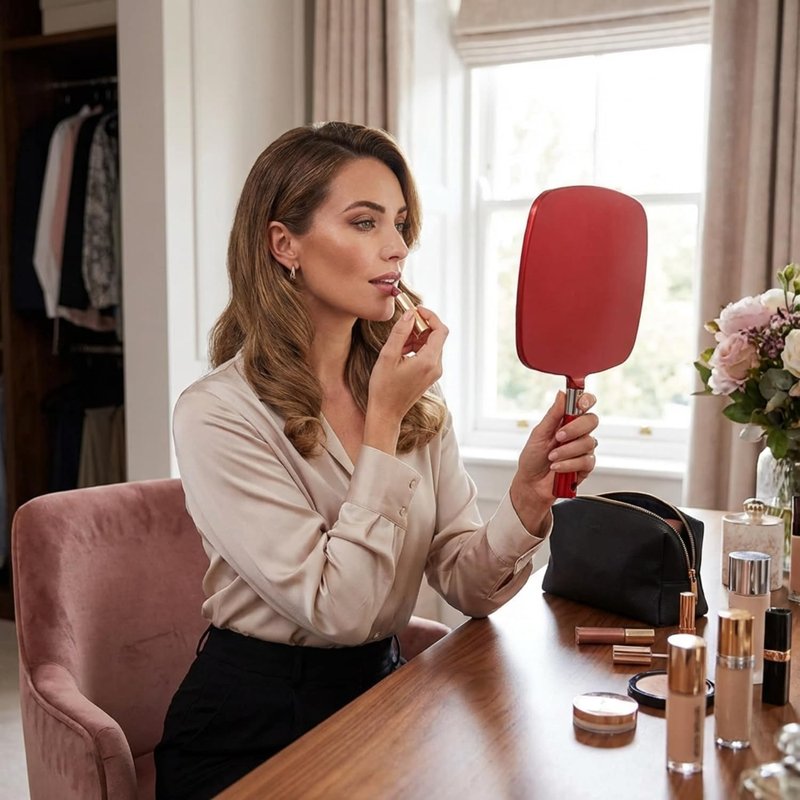 Mirrorvana Professional Hand Mirror - Ergonomic Design for Comfort | Premium Sparkling Red (1-Pack)