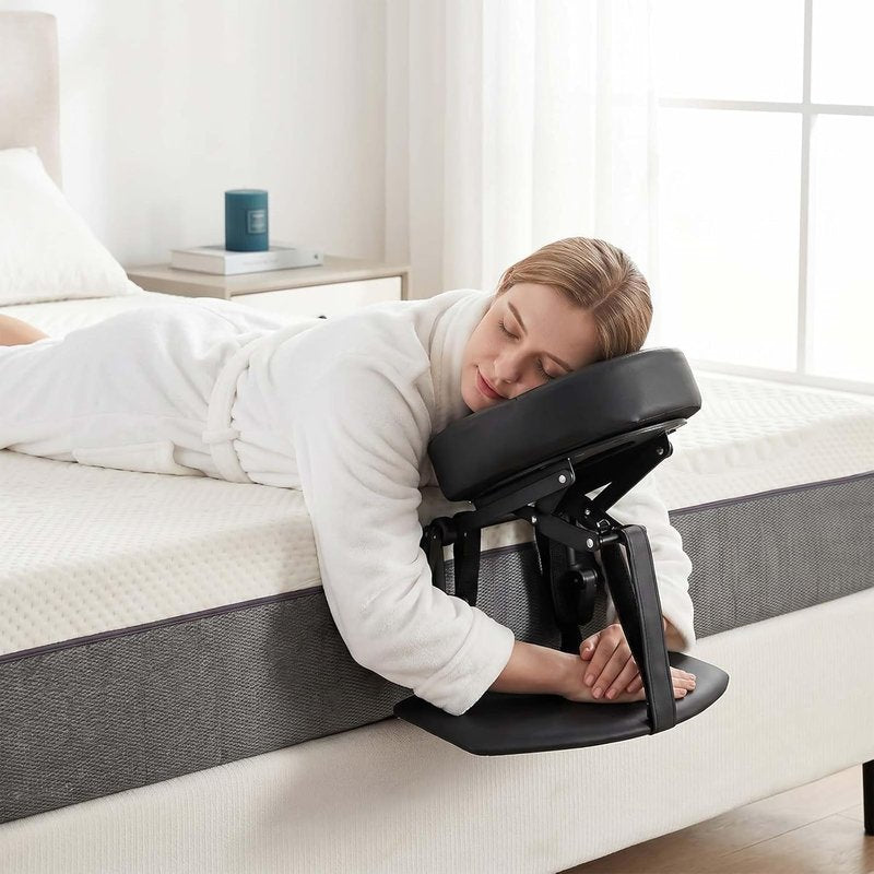 Skiennix Massage Headrest - Adjustable Face Cradle with Arm Rest for Home & Spa | Portable Black Design