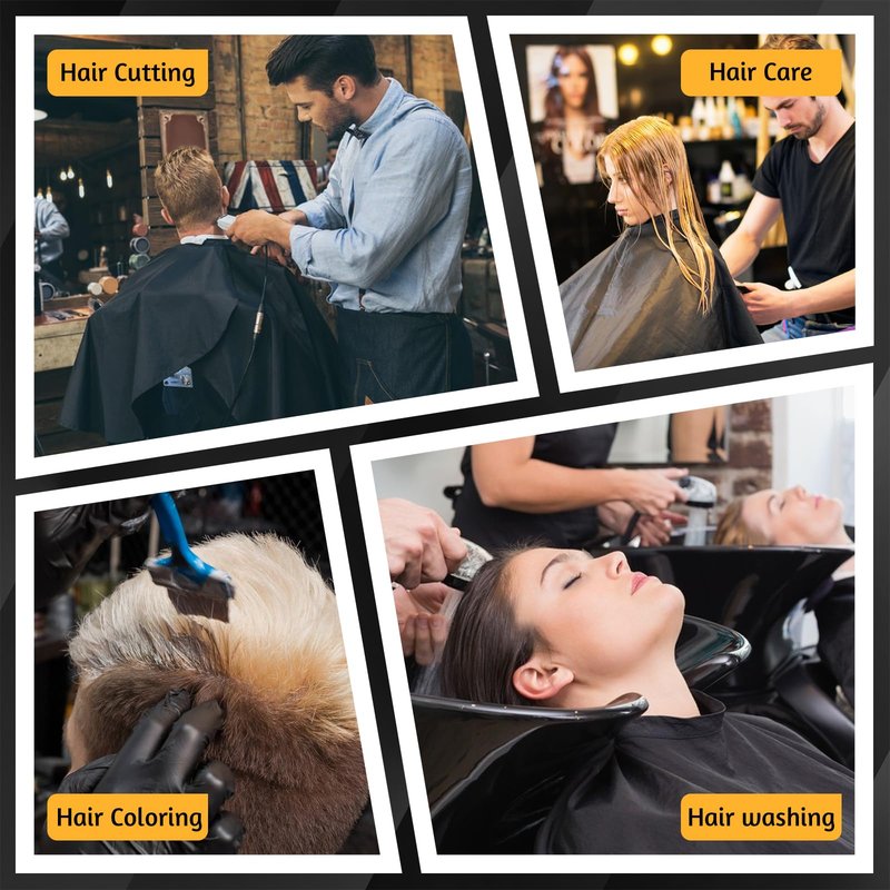 SHENLIU 12 Pcs Black Hair Cape, Large Hair Cutting Salon Cape Waterproof Shampoo Capes with Snap Closure nti Static Barber Client Capes Haircut Apron for Women Men HairStylist and Home Use, 59x47 In