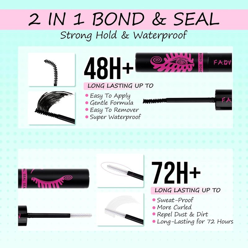 FADVAN Eyelash Extension Kit - 280pcs Mixed Individual Lash Clusters 9-16mm | Includes Bond, Seal & Tweezers