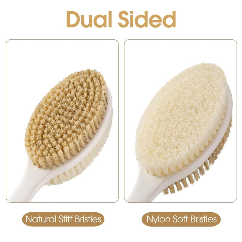 Backski Back Scrubber - Anti-Slip Long Handle Body Brush with Soft & Stiff Bristles | Green