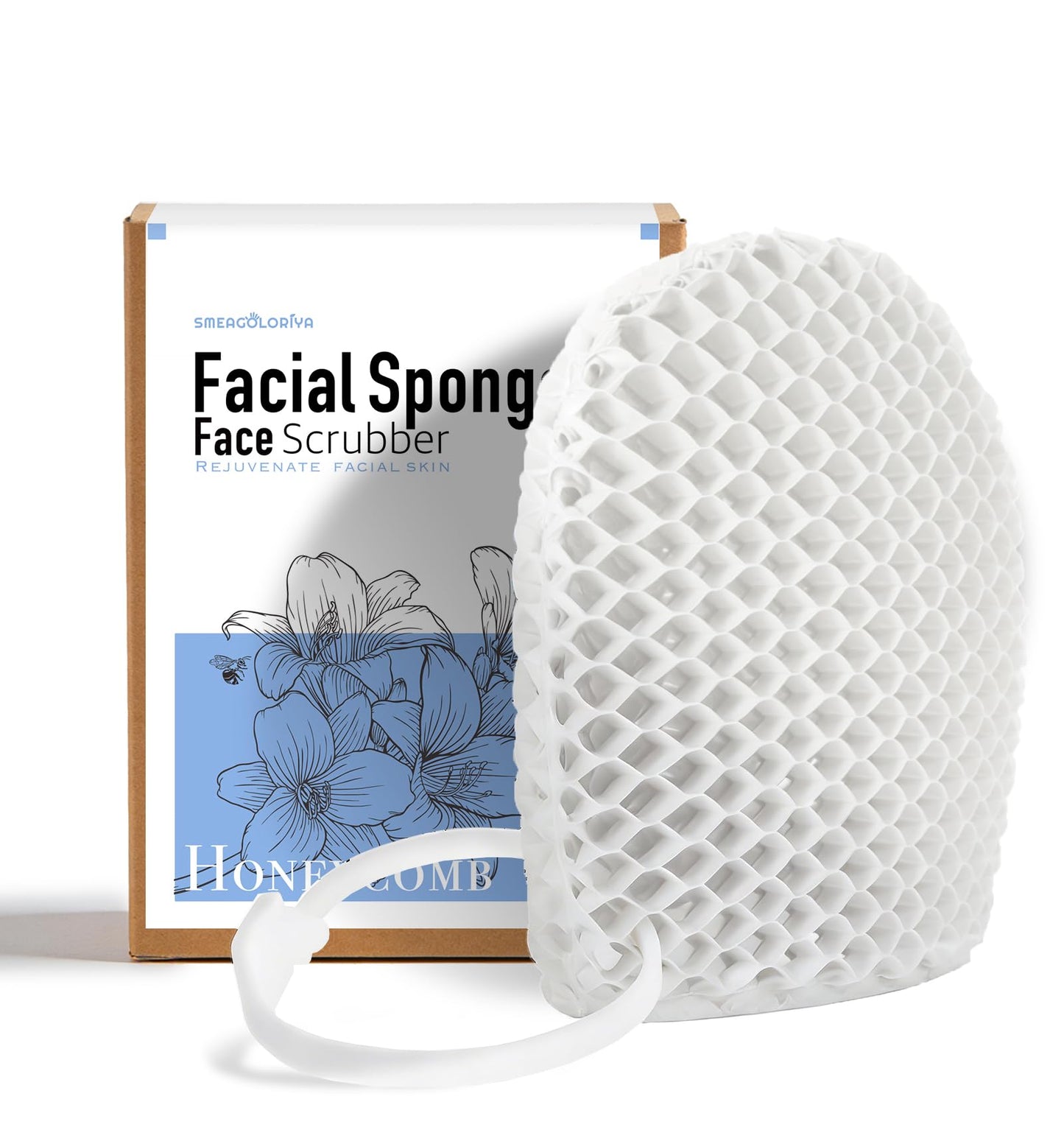 Facial Sponge - Deep Exfoliating Face Mitt, Honeycomb Face Exfoliator for Smoother, Younger Looking Skin, Dead and Dry Skin Remover for Men & Women, White