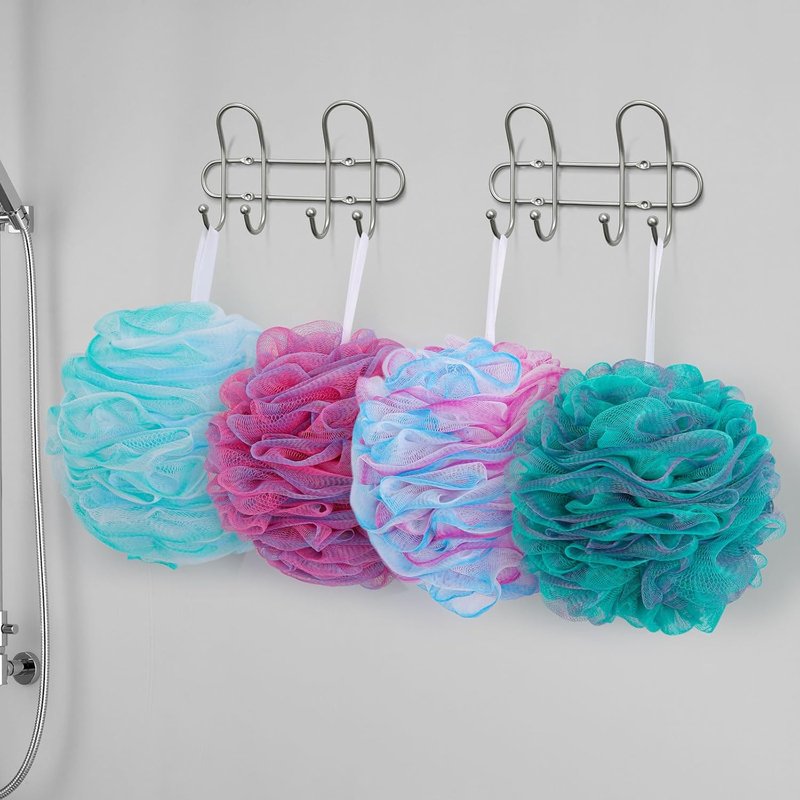 BTYMS XXL Large Loofah Bath Sponge - Exfoliating Mesh Pouf Shower Puffs | Pack of 4, 100g Each