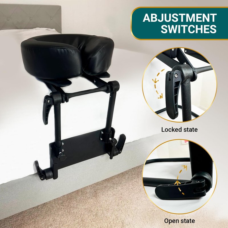Massage Headrest for Bed, Face Down Pillow After Eye Surgery, Bed Massage Head Holder, Adjustable Vitrectomy Recovery Equipment, Post Retinal Surgery Face Down Sleep Support with Face Cradle (Black)
