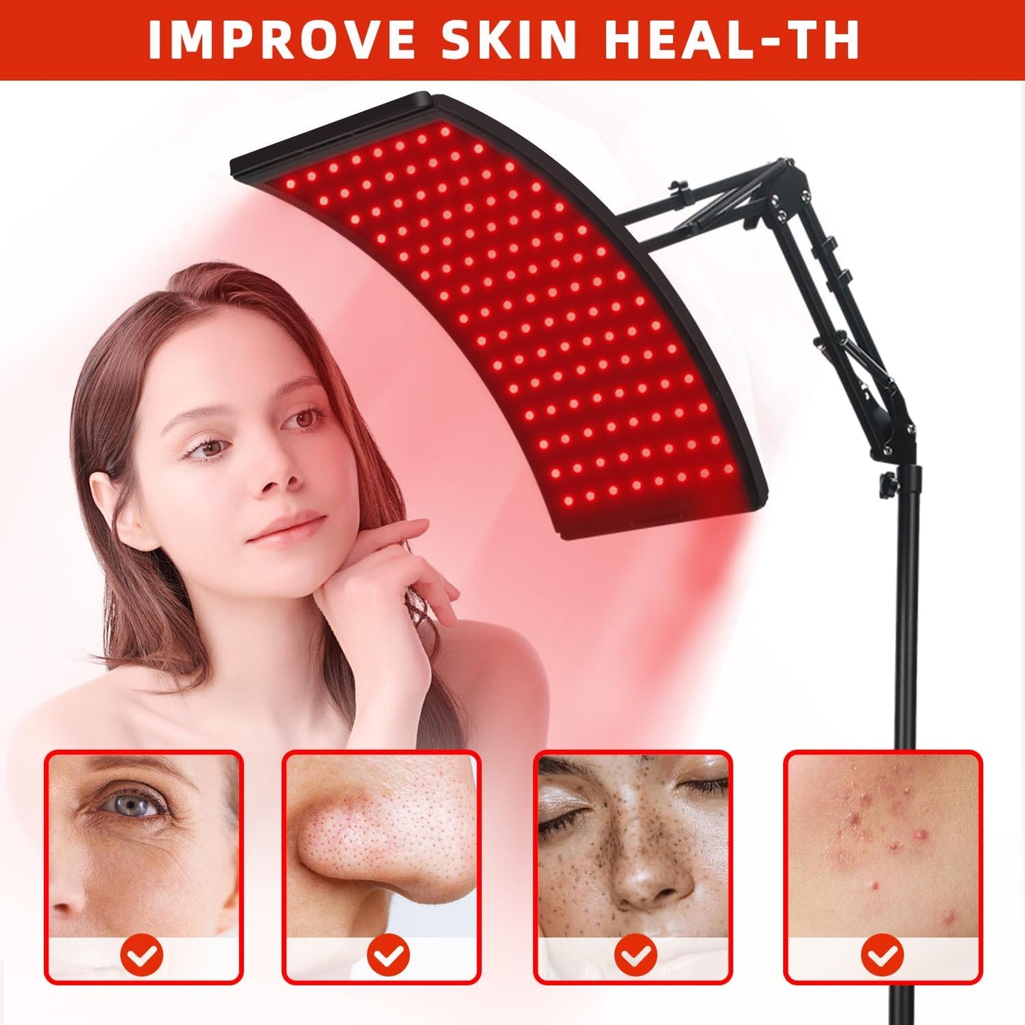 Skiennix Red Light Therapy Lamp - Infrared LED Device for Face & Body | 660nm & 850nm Specs