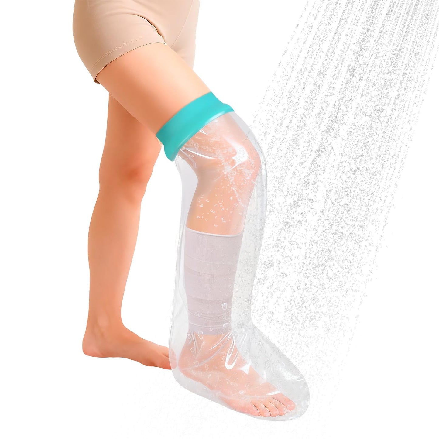 CIVJET Waterproof Leg Cast Cover for Shower Adult – Reusable Leg Cast Protector with Soft Ring Seal, Leakproof Cast Covers for Showering Foot Knee Leg Surgery, Shower Boot for Injury Recovery Use