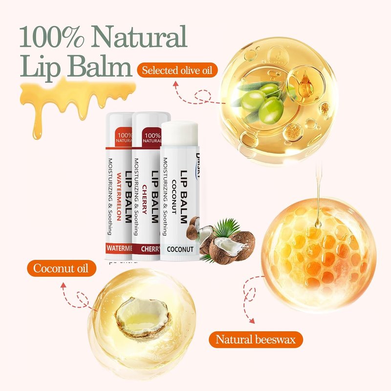 Fruit Lip Balm Variety Pack - 40 Natural Moisturizing Balms for Dry Cracked Lips | 10 Flavors for Men, Women, Kids