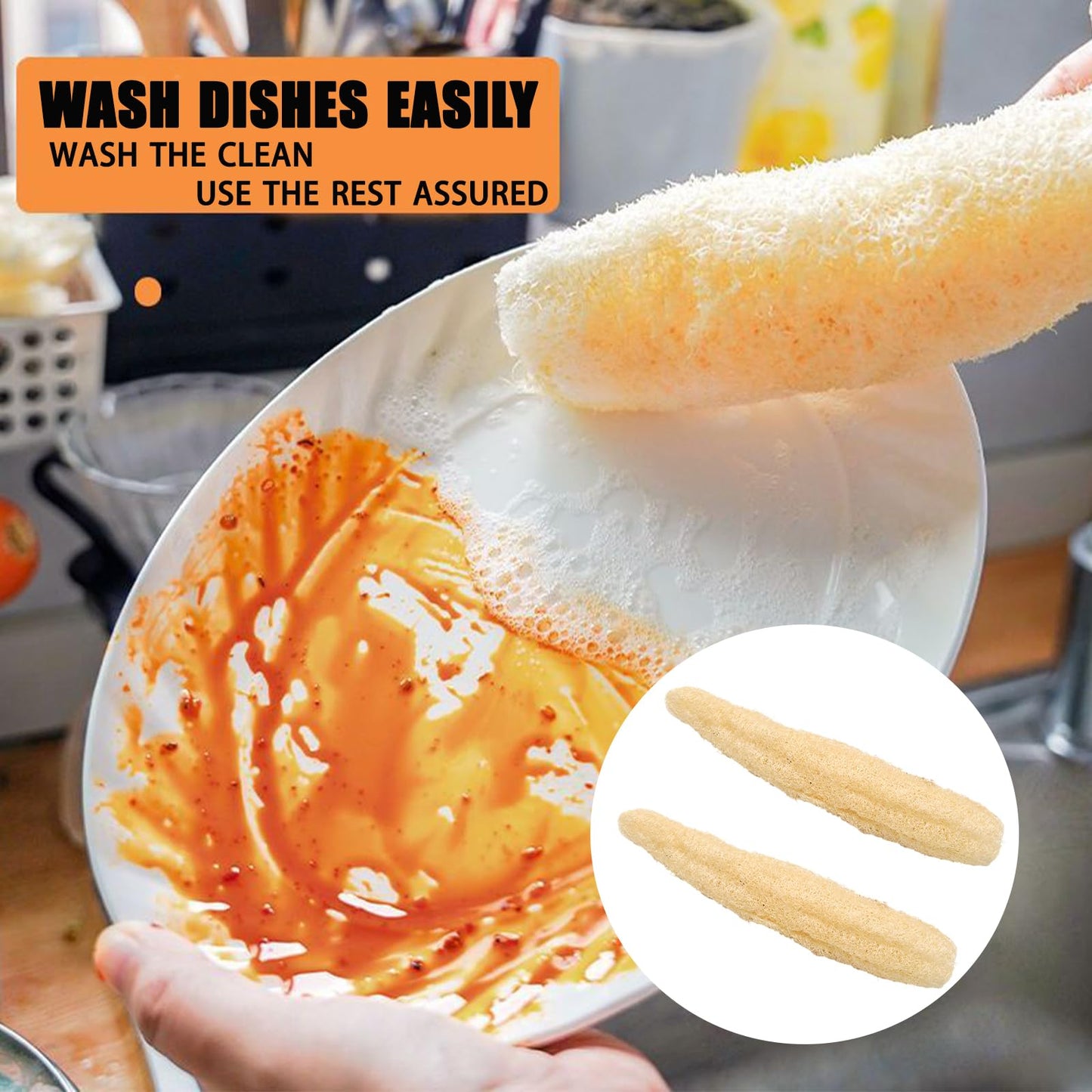 Wuyituart 13.8-15.7 Inch Natural Loofah Sponge 3 Pack Organic Reusable Shower Loofah Exfoliating Body Scrubber