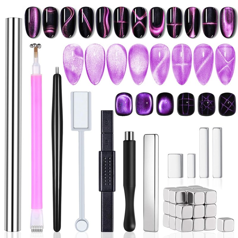 Cat Eye Nail Magnet Tool Set - 38 Pcs Strong Magnetic Gel Polish Tools for DIY Manicure | Nail Art Design Essentials