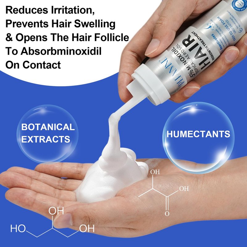 5% Minoxidil Hair Growth Foam, Minoxidil for Men and Women, Hair Regrowth for Men, Beard Growth, Treatment for Scalp Hair Loss Hair Thinning - Increase Thickness and Volume Faster