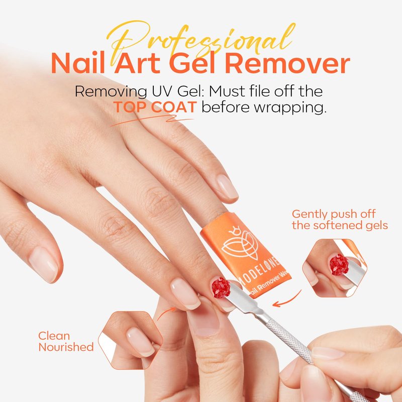 Modelones Nail Polish Remover Wraps, 80 PCS Professional Acetone U V Gel Nail Polish Remover Soak-off Lint-Free Cotton Foil Wipe Pads Gentle Manicure Removal Tools with Aloe Vera Extract