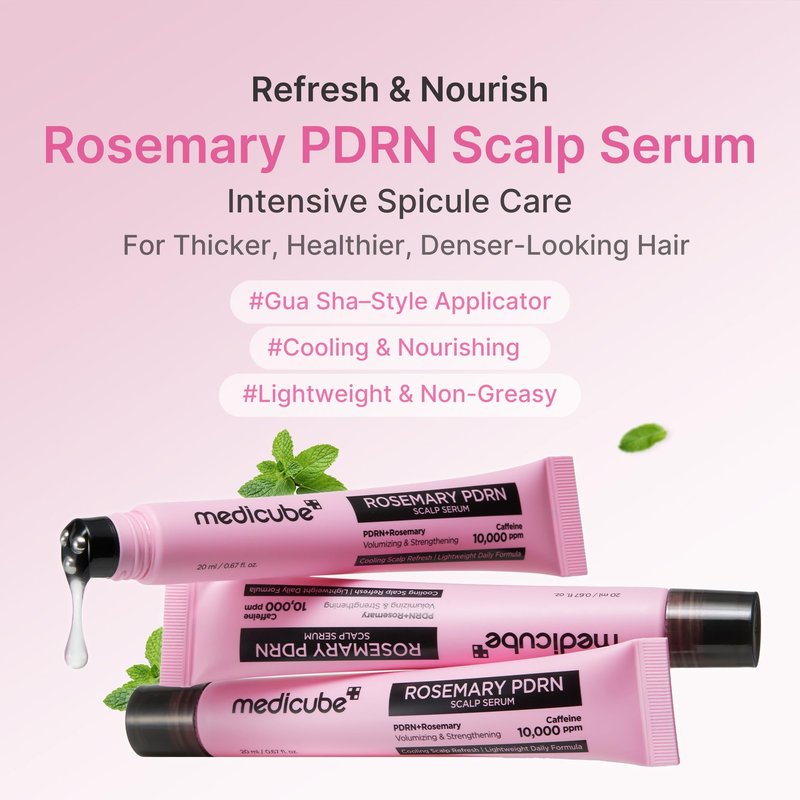 medicube Rosemary PDRN Scalp Refresh & Nourish Serum | Non-Greasy, Lightweight Serum for Thicker, Fuller, Denser-Looking Hair | Scalp Treatment for Flake-Prone Scalp, Soothing | Korean Hair Care, 20ml